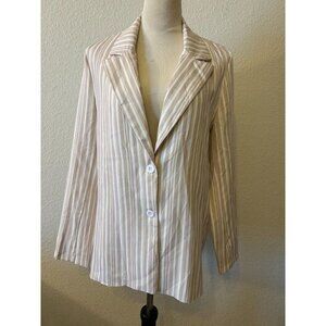 Women's SHEIN Khaki Tan White Striped Blazer Size‎ Large